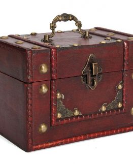 Caja almacenamiento vintage madera retro joyas joyeria cerradura 262x325 - Caja de Madera Roja Retro Vintage para almacenamiento y joyeria