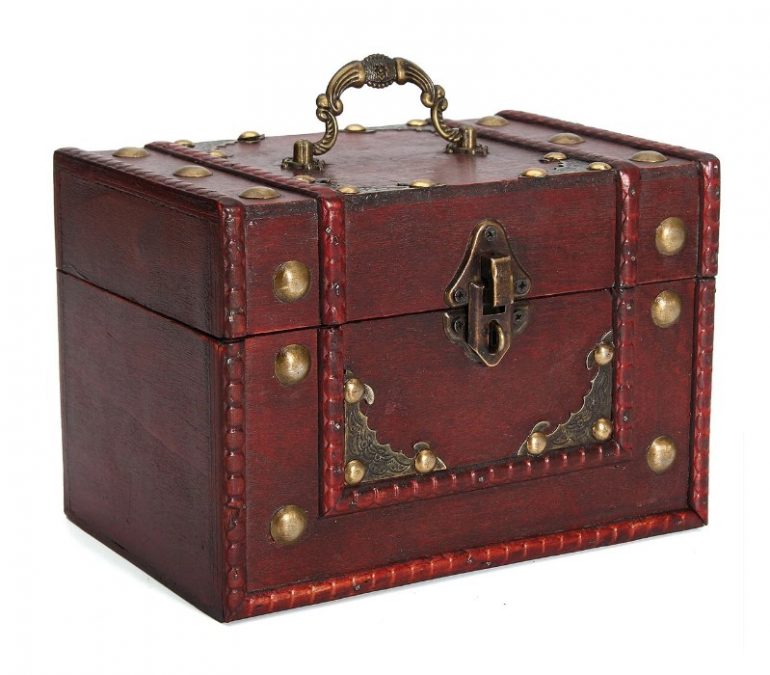 Caja de Madera Roja Retro Vintage para almacenamiento y joyeria