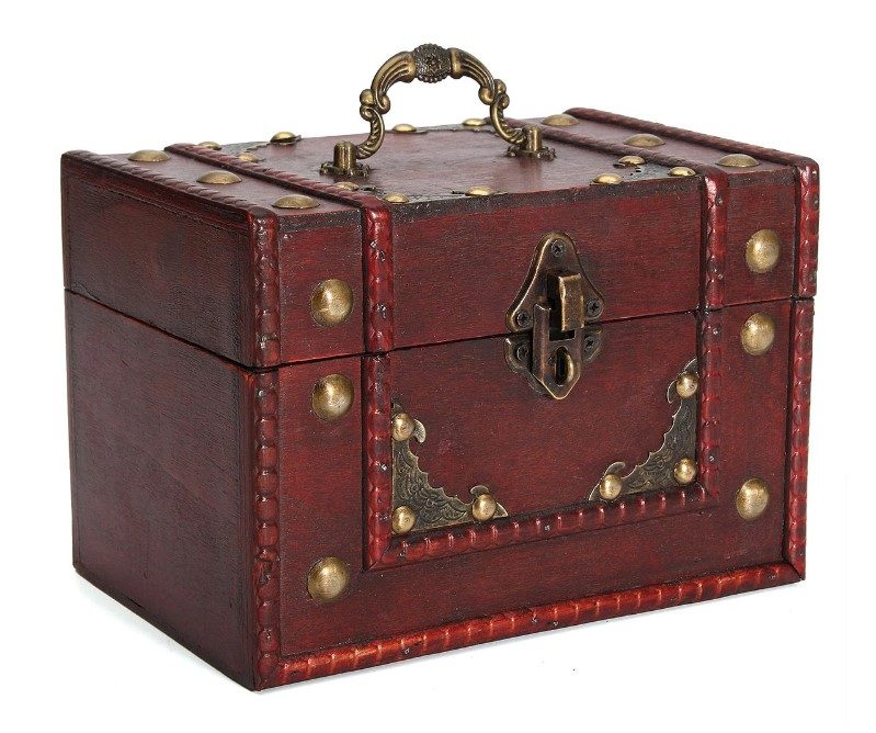 Caja de Madera Roja Retro Vintage para almacenamiento y joyeria