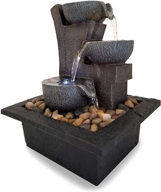 Tequilas and Air Fuente de 3 niveles estilo piedra para interior fuente meditacion piedra