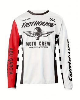 Tequilas and Air Motorsports Tequilas and Air - English Playera de manga larga fasthouse blanca con rojo y negro moto crew